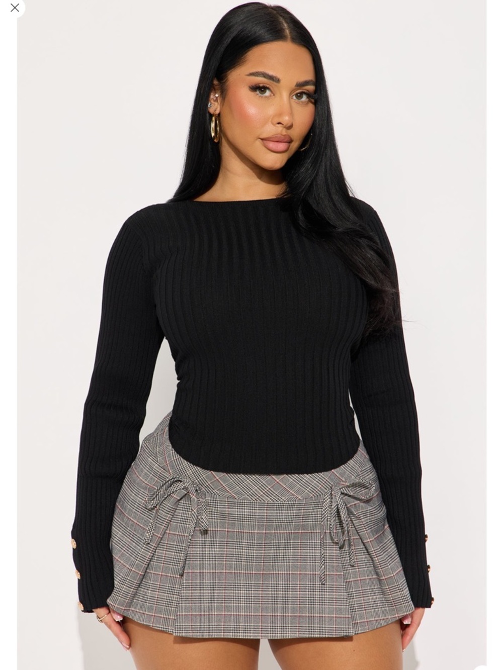 Black Ribbed Long Sleeve Sweater